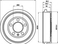 Tambur frana VW FOX 5Z1 5Z3 HELLA 8DT355300371