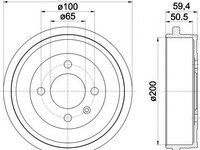 Tambur frana VW POLO (6N1), VW POLO limuzina (6KV2), SEAT AROSA (6H) - HELLA PAGID 8DT 355 301-571