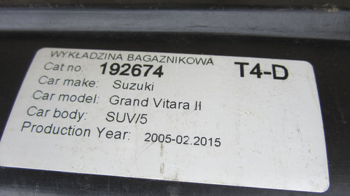 TAVITA / COVORAS / PRES PORTBAGAJ SUZUKI GRAND VITARA 2 4x4 FAB. 2005 - 2015 ⭐⭐⭐⭐⭐