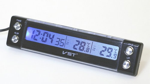 Termometru Auto Digital De Interior - Exterior si Ceas Model Vst-7036
