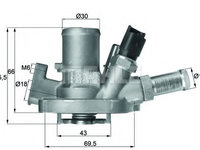 Termostat lichid racire TI 151 80 MAHLE pentru Fiat 500 Fiat Bravo Fiat Ritmo Alfa romeo Giulietta Alfa romeo Mito Fiat Punto Fiat 500x Fiat Tipo