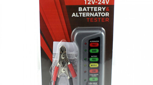 Tester Pentru Baterie Si Alternator 12V–24V Cu Indicatori Led Carguard CBT001