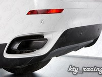 TIPS ESAPAMENT X6 ORNAMENT TOBA BMW E71 2008-2014 V8 DESIGN TIPS SHADOW LINE Crom BLACK + ORNAMENTE BARA