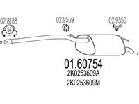 Toba esapament finala 01 60754 MTS pentru Vw Caddy Peugeot 407