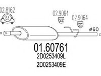 Toba esapament finala 01 60761 MTS pentru Vw Lt