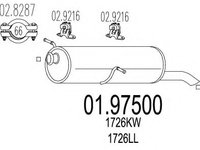 Toba esapament finala 01 97500 MTS pentru Peugeot 307