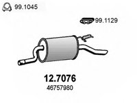 Toba esapament finala 12 7076 ASSO pentru Fiat Punto 1999 2000 2001 2002 2003 2004 2005 2006 2007 2008 2009 2010