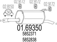 Toba esapament finala OPEL OMEGA B combi 21 22 23 MTS 1.6935