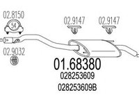 Toba esapament finala VW TRANSPORTER IV bus 70XB 70XC 7DB 7DW 7DK MTS 1.6838