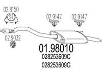 Toba esapament finala VW TRANSPORTER IV platou sasiu 70XD MTS 1.9801