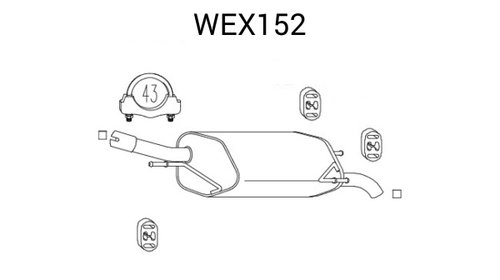 Toba esapament finala WEX152 QWP pentru Opel 