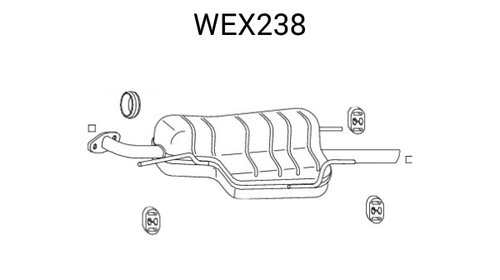 Toba esapament finala WEX238 QWP pentru Opel 