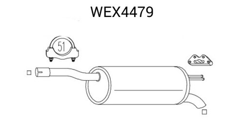 Toba esapament finala WEX4479 QWP pentru Peug