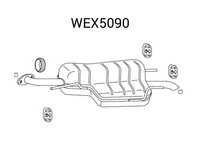 Toba esapament finala WEX5090 QWP pentru Opel Vectra Opel Zafira