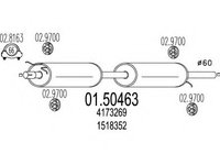 Toba esapament intermediara 01 50463 MTS pentru Ford Transit