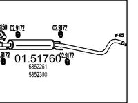 Toba esapament intermediara 01 51760 MTS pentru Opel Astra