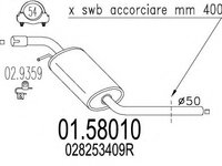 Toba esapament intermediara 01 58010 MTS pentru Vw Eurovan Vw Transporter