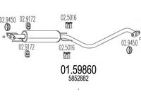 Toba esapament intermediara 01 59860 MTS pentru Opel Vectra