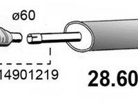 Toba esapament intermediara MERCEDES SPRINTER 4-t caroserie (904) (1996 - 2006) ASSO 28.6043