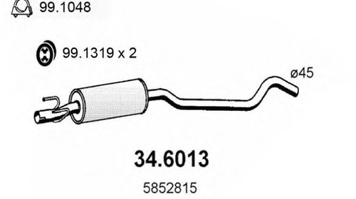 Toba esapament intermediara OPEL CORSA B STAT