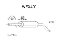 Toba esapament intermediara VW NEW BEETLE (9C1, 1C1) (1998 - 2010) QWP WEX401 piesa NOUA