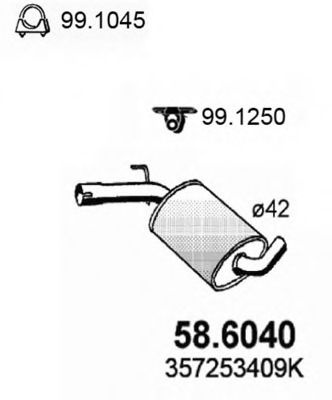 Toba esapament intermediara VW PASSAT Variant (3A5, 35I) (1988 - 1997) ASSO 58.6040