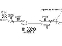 Toba esapament MERCEDES-BENZ SPRINTER 2-t platou sasiu 901 902 MTS 1.8009