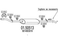 Toba esapament MERCEDES-BENZ SPRINTER 3-t bus 903 MTS 1.50513