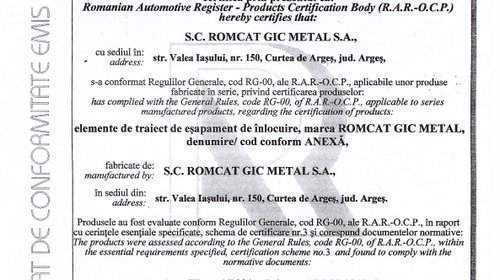 Toba intermediara Logan MCV 1.4-1.6 mpi inox Romcat 3 ani garantie