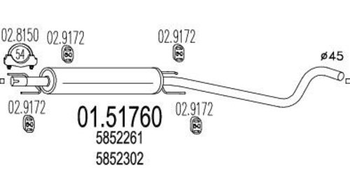 Toba Intermediara Opel Astra G 1.4-1.6 16V, aluminizata MTS