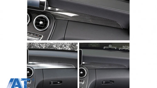 Trim Interior Consola compatibil cu Mercedes C-Class W205 (2014-2018) GLC X253 (2015-2018) Carbon Fiber Style LHD