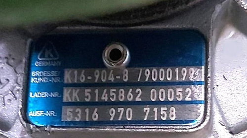 Turbosuflanta BorgWarner KKK K16 - 904 -8, 53