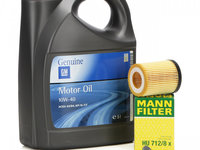 Ulei Motor Opel 10W-40 5L 93165216 + Filtru Ulei Mann Filter HU712/8X + Buson Golire Ulei Am Opel 96023264