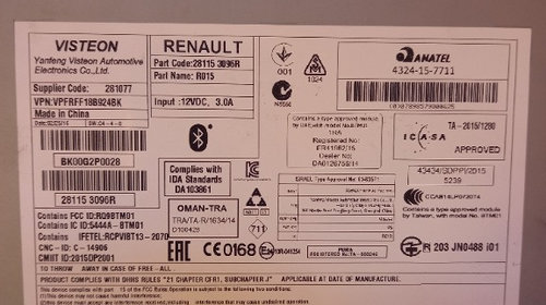 Unitate audio radio media Bluetooth Renault Megane 4 cod produs:281153096R