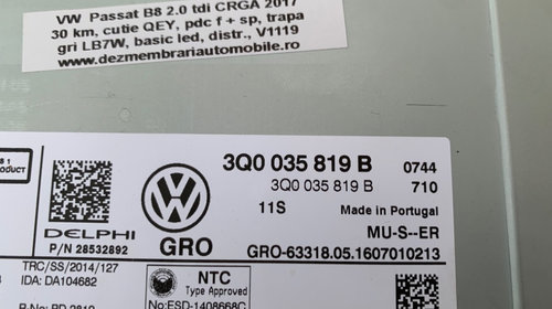 Unitate media MIB 2 VW Passat B8 3Q0035819B 3Q0 035 819 B la 0 km