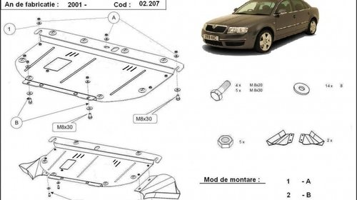 Vand Scut motor metalic Skoda Superb