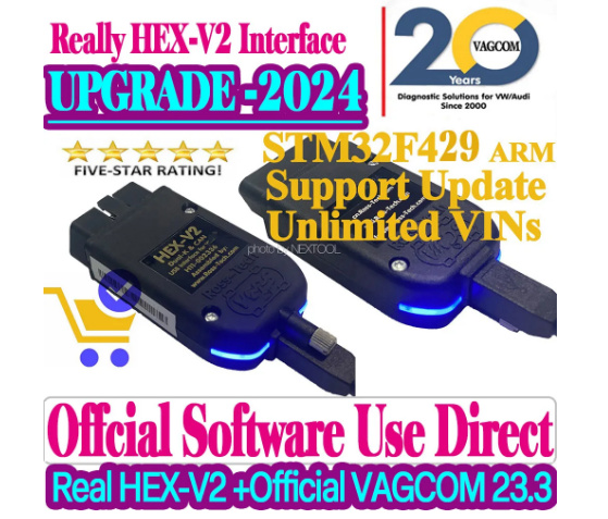 VCDS REAL HEX V2 ARM STM32F429 Soft 23.3 diagnoza tester auto VAG NOU