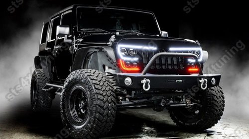 VECTOR STYLE SET GRILA FATA CU DAYLINE SI SEMNALIZARE LED+FARURI+PROIECTOARE WRANGLER JK 2007-2017