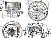 Ventilator aeroterma interior habitaclu VW GOLF V 1K1 HELLA 8EW 351 043-221