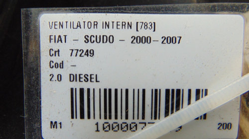 Ventilator intern Fiat Scudo din 2007, 2.0 Diesel