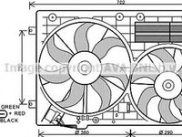 Ventilator radiator AUDI A3 Sportback 8PA AVA VW7529