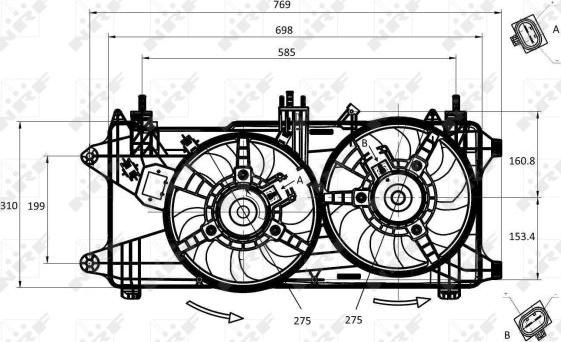 Ventilator, radiator FIAT DOBLO (223_), Box/MPV, 11.2000 - NRF 47231