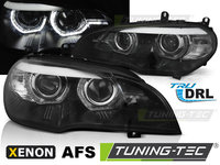 XENON Faruri ANGEL EYES LED DRL BLACK AFS compatibila BMW X5 E70 07-10