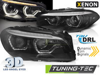 XENON Faruri ANGEL EYES LED DRL BLACK SEQ compatibila BMW F10/F11 10-13
