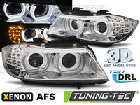 XENON Faruri LED DRL Crom look AFS compatibila BMW E90/E91 09-11